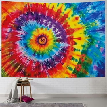 Chilfamy Tapestry Colorful Rainbow Spiral Tie Dye Pattern Color Dyed Batik Home Decor Wall Hanging for Living Room Bedroom Dorm Painting