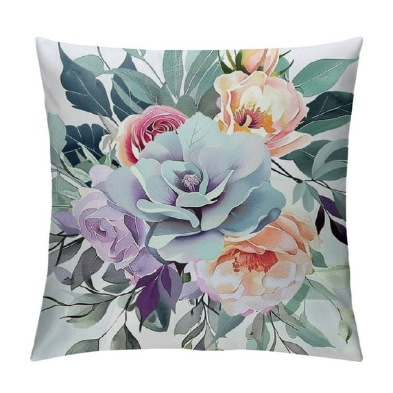 Chilfamy Throw Pillow Cover Plum Colored and Pink Flowers Bouquet Rose Purple Carnation Pillowcase Home Decorative Square Pillow Case Cushion Cover