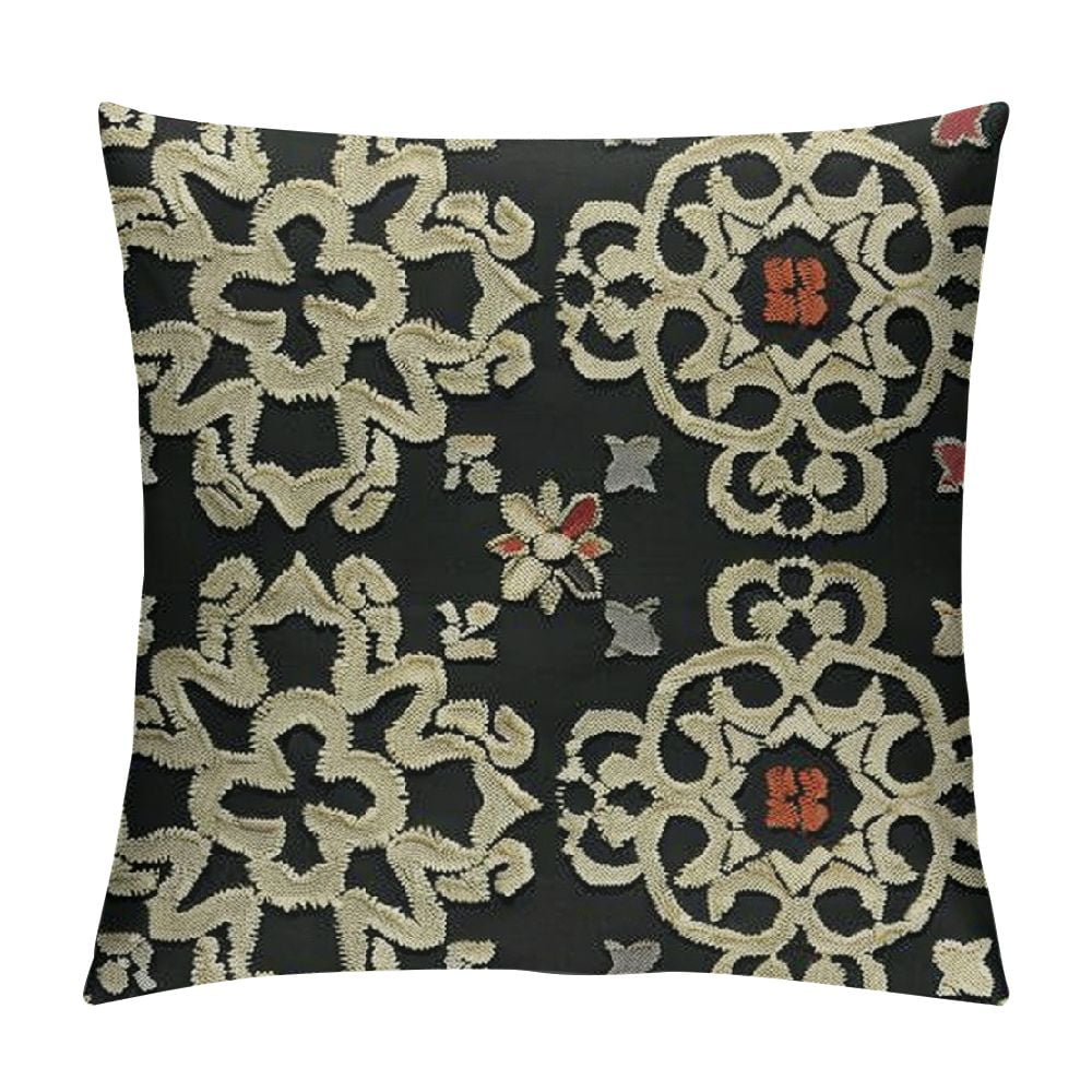 Chilfamy Throw Pillow Covers Black and Gold Tan Quatrefoil Pattern ...