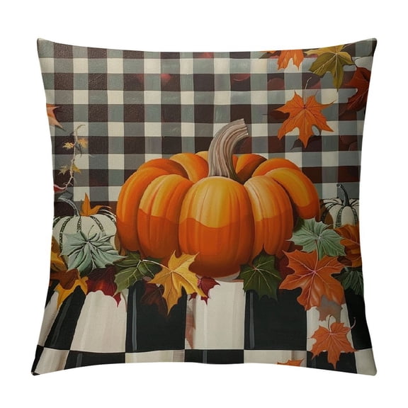 Chilfamy Throw Pillows for Couch Waterproof Throw Pillow Covers Outdoor Fall Pillow Covers for Bed Sofa, Happy Fall Y'all Thanksgiving Autumn Leaf Pumpkin Fall Decorations for Home