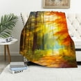 thumbnail image 1 of Chilfamy Trees Sunlight Path Print Throw Blanket Flannel Hand/Machine Wash Super Soft All Seasons Gifts 60x80in, 1 of 6