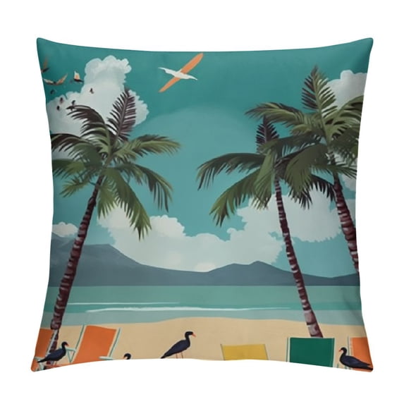 Chilfamy Tropical Beach Throw Pillow Covers Summer Palm Decorative Pillow Cover Outdoor Garden Cushion Covers for Home Decor Patio(Tropical Palm)