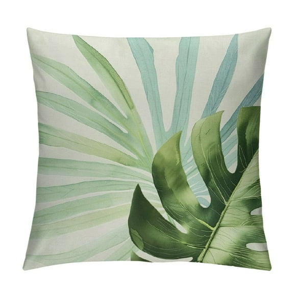 Chilfamy Tropical Pillow Covers Summer Blue Green Palm Monstera Leaf Outdoor Decorative Throw Pillows Farmhouse Hawaiian Holiday Pillowcases Cushion Case Decor for Home Sofa Couch Bed 22x22in