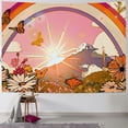 thumbnail image 1 of Chilfamy  Vintage 70s Groovy Tapestry, Flowers Clouds Sun and Rainbow Tapestry Wall Hanging, Orange Hippie Psychedelic Tapestry for Bedroom Living Room Dorm Decor 40x60inch, 1 of 6