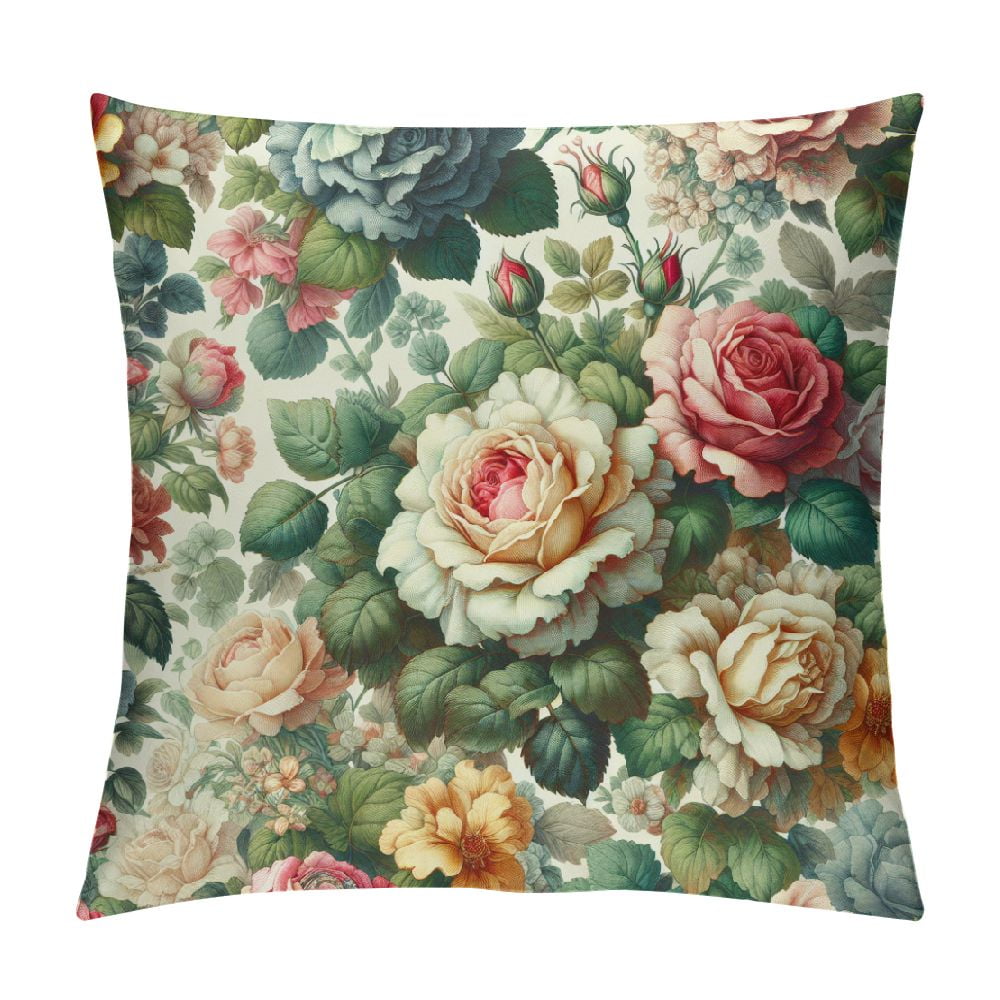 Chilfamy vintage floral throw pillow covers flower greenery botanical