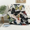thumbnail image 1 of Chilfamy  Vintage French Types of Butterflies Blanket Retro Illustration Throws Gift for Boys Girls, Wild Animal Decor Monarch Plush Soft Lightweight Flannel Blankets for Bed Couch Chair White, 1 of 6