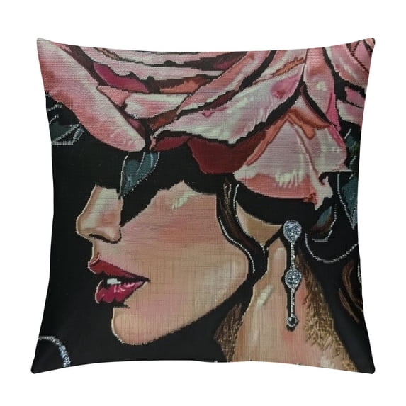 Chilfamy Watercolor Floral Throw Pillow Cover Floral Boss Lady Decorative Pillow Case Cushion Cover Home Sofa Decor White