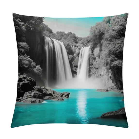 Chilfamy Waterfall River Sky Fashion Style Dirt-Resistant Throw Pillow Covers for Couch Sofa Bed Living Room Bedroom Pillow Case Home Decor 1PC 18x18in
