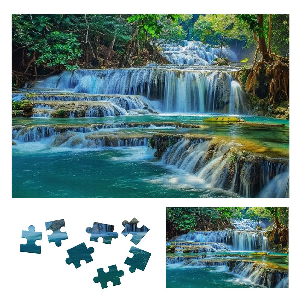Chilfamy Waterfall Trees Blue Pool Wooden Jigsaw Puzzle for Adults and ...