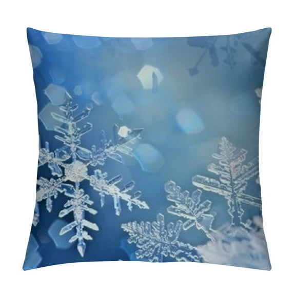 Chilfamy White Blue Snowflake Pillow Cover Merry Christmas Snow Throw Pillowcases Winter Xmas Falling Crystal Nature Ice Cushion Covers for Sofa Bedding Car Home Couch Decor White