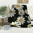 thumbnail image 1 of Chilfamy White Flowers Black Background Super Soft Flannel Blanket for All Seasons Lightweight Blanket 40x50in, 1 of 6