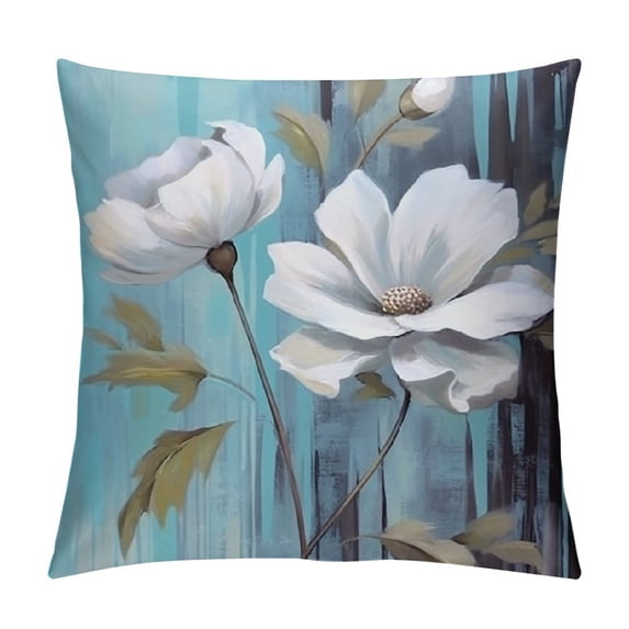 Chilfamy White Flowers Pillow Covers for Couch Sofa Indoor Outdoor high-quality Soft and Durable 1PC 20x20in