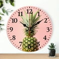 thumbnail image 1 of Chilfamy Wooden Wall Clock Pineapple Print Wall Hanging Decor for Living Rooms Kitchens Dorms 10x10in, 1 of 8