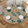 thumbnail image 1 of Chilfamy YUURAIN VUVU Cream Table Cloth with Blue Daisy Floral,  Rustic Tablecloths Burlap Table Cloths for Kitchen Dining Christmas Table Cloth for Round Tables White, 1 of 8