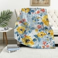 thumbnail image 1 of Chilfamy Yellow Blue Grey Bright Flower Blanket, Soft Blankets Flannel Bed Throw Cozy Lightweight  Gifts for Women Girls Sofa Couch Bedroom Living Rooms Warm All Season, Home Decor, 1 of 6