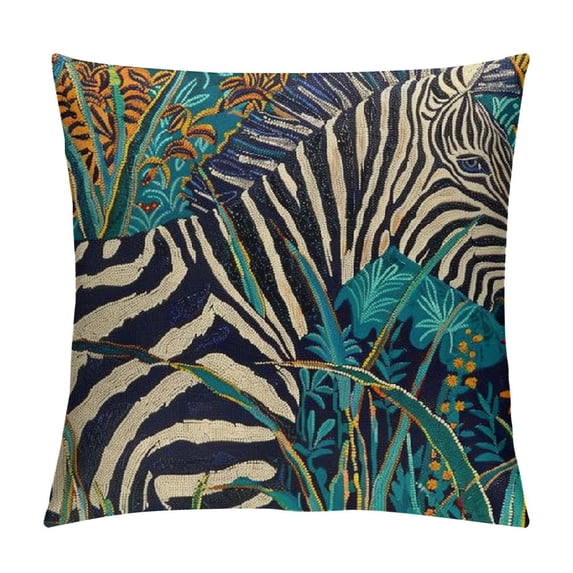Chilfamy Zebra Jungle Jacquard Decorative Throw Pillow Cover Luxury Accent Neutral Textured Art Animal Rainforest Cushion Pillow Case Living Room Couch Bed Sofa