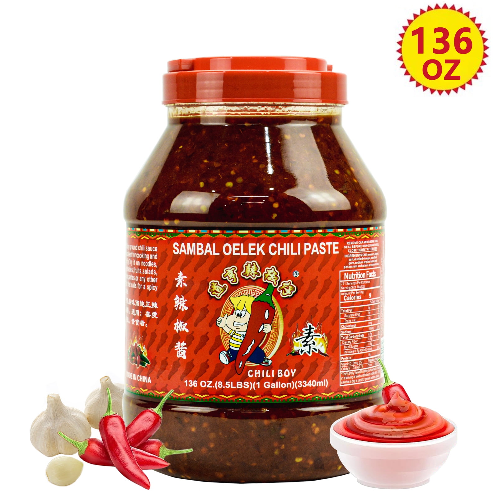 Chili Boy Hot Sauce Original 136oz Chili Sauce Vegetarian Sambal Sauce