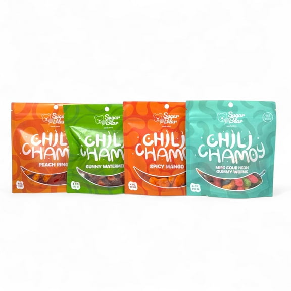 Chili Chamoy Candy Best Sellers Pack  Spicy & Sweet Chamoy Coated Gummy Peach Rings, Hot Mangoes & Gummy Bears  Authentic Mexican Candy, Tangy & Fiery Snack Trio