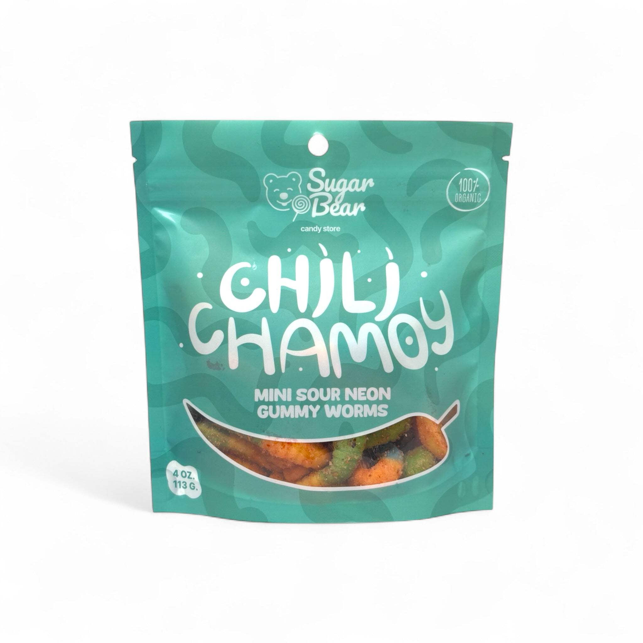 Chili Chamoy Mini Sour Neon Gummy Worms 4oz Pack – Sweet & Tangy Chili Chamoy Coating on Neon Sour Gummy Worms