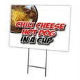 thumbnail image 1 of Chili Cheese Hot Dog Cp 24" x 36" Yard Sign & Stake | Advertise Your Business | Stake Included Double Sided Image | Made in The USA, 1 of 3