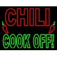 thumbnail image 1 of Chili Cook Off Double Stroke LED Neon Sign 15 x 19 - inches, Clear Edge Cut Acrylic Backing, with Dimmer - Bright and Premium built indoor LED Neon Sign for restaurant window and interior decor., 1 of 7