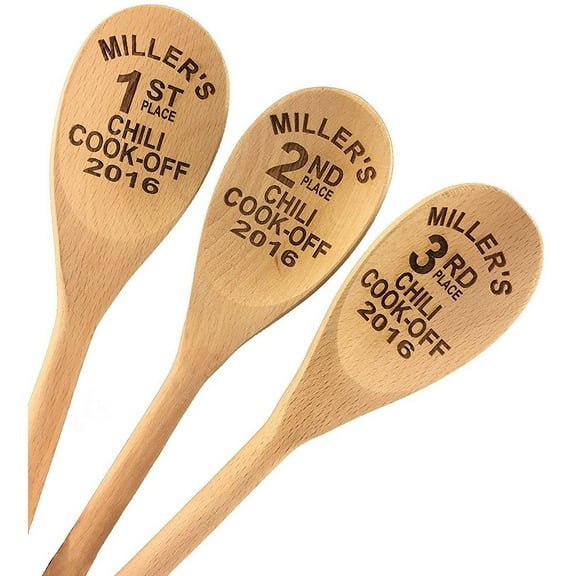 Chili Cook Off Custom Engraved Wood Spoon Prizes (Set of 3)