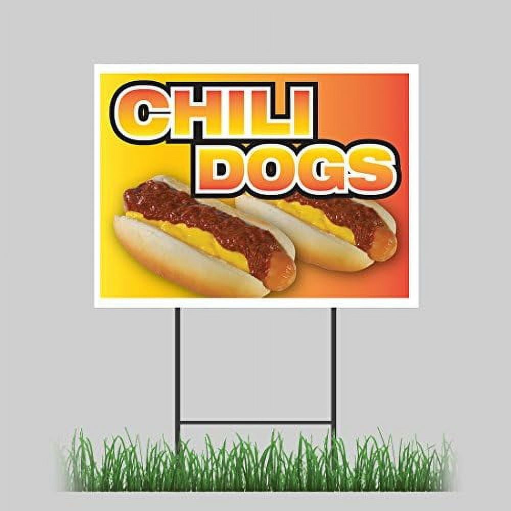 Chili Dogs Yard Sign Hot Dog Traditional Onion Concession Stand Sign