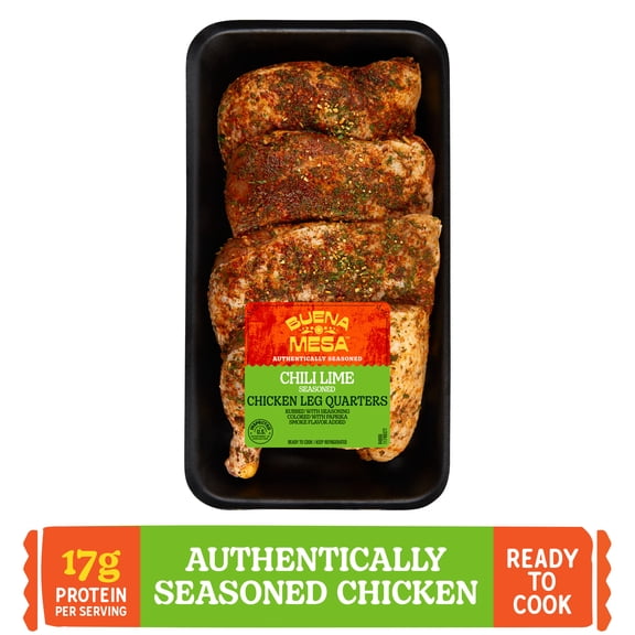 Buena Mesa Chili Lime Chicken Leg Quarters, Authentically Seasoned, Ready to Cook, 3.4 - 4.6 lb
