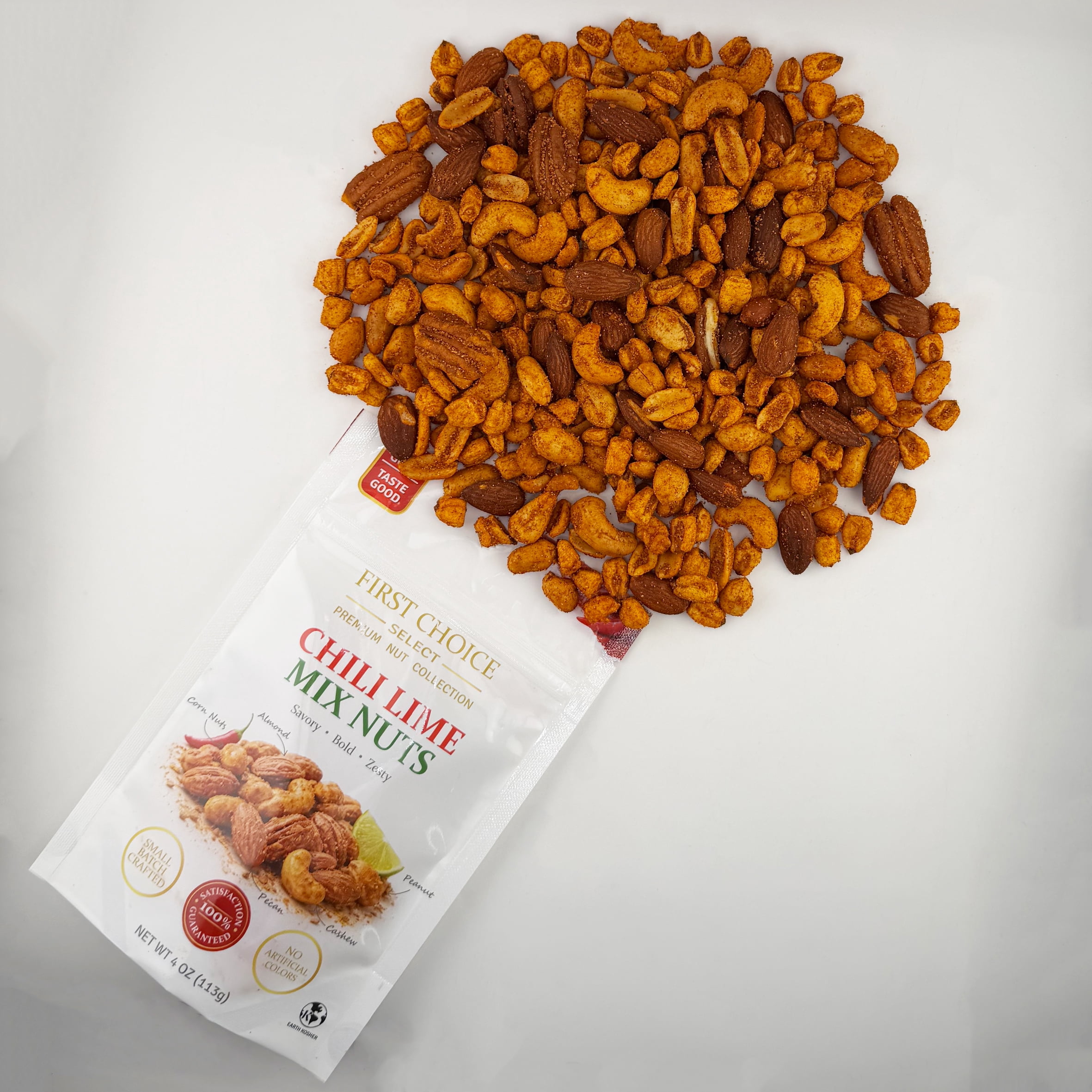 Chili Lime Mixed Nuts & Corn Nuts Snack Mix, Spicy Roasted Variety (Peanuts, Cashews, Almonds, Pecans), 4 oz Bags, Pack of 6