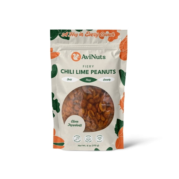 Chili Lime Peanuts, Spicy Roasted Peanut Snack Pack, Pantry Nut Snack, 6 oz (170 g)