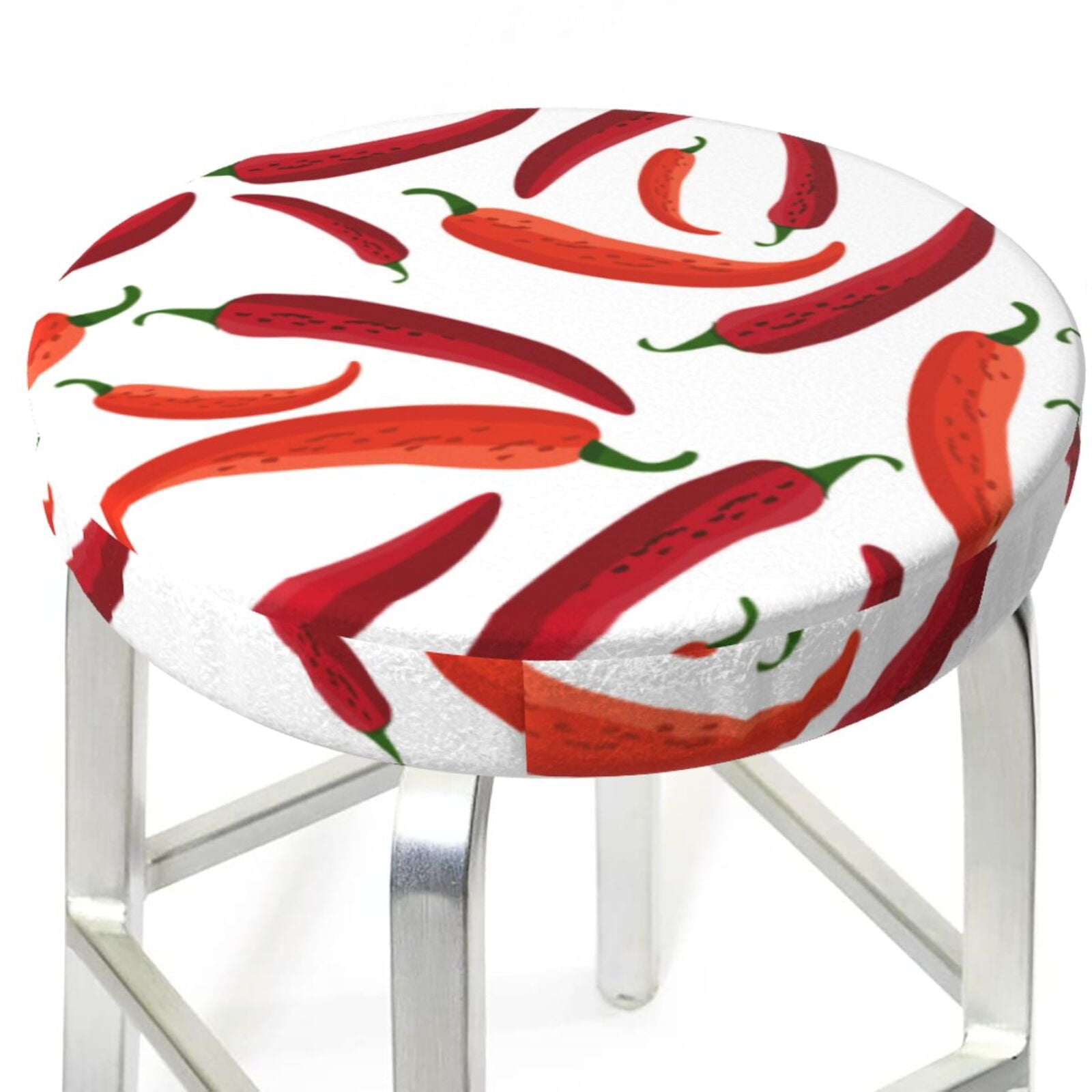 Chili Pepper Print red Bar Stool Covers Round AntiSlip Soft Round