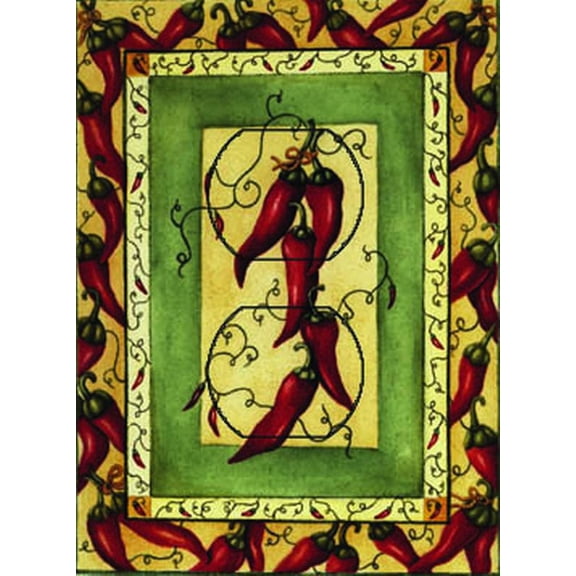 Chili Pepper Single Duplex SwitchStix Peel and Stick Art Deco Outlet Wall Plate Cover Applique Washable Heat/Steam/Water-Resistant - 1 unit included