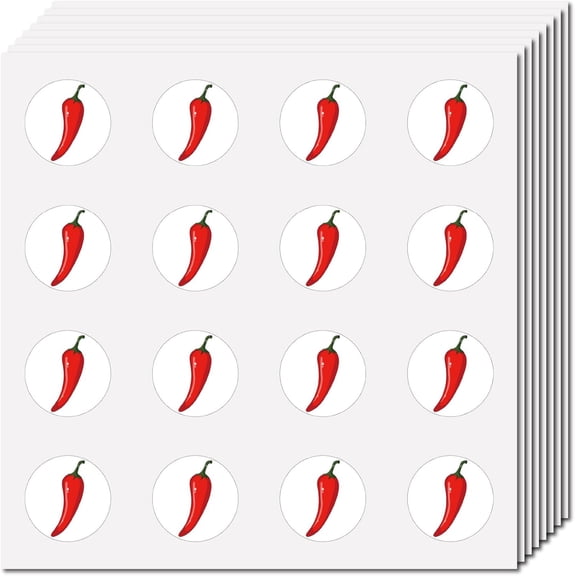 Chili Pepper Stickers Hot Pepper Planner Stickers Plastic Waterproof Red Chili Pepper Small Self Adhesive Round Dot Cartoon Decal for DIY DIY Scrapbooking Laptop Luggage Cup Book Diary 0.98Inch