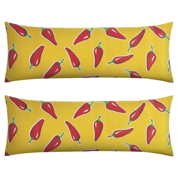 Chili Pepper Throw Pillow Cover Spicy Red Hot Vegetable Pattern, Cute Kawaii Cartoon Design, Double Sided Premium Velvet Cushion Cover for Kitchen Living Room, Farmhouse Decor