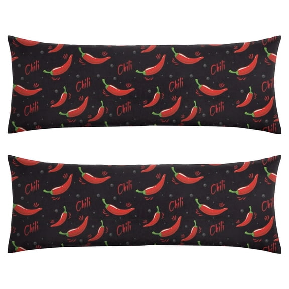 Chili Pepper Throw Pillow Cover Spicy Red Hot Vegetable Pattern, Cute Kawaii Cartoon Design, Double Sided Premium Velvet Cushion Cover for Kitchen Living Room, Farmhouse Decor