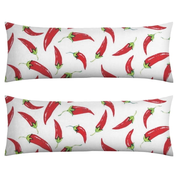 Chili Pepper Throw Pillow Cover Spicy Red Hot Vegetable Pattern, Cute Kawaii Cartoon Design, Double Sided Premium Velvet Cushion Cover for Kitchen Living Room, Farmhouse Decor