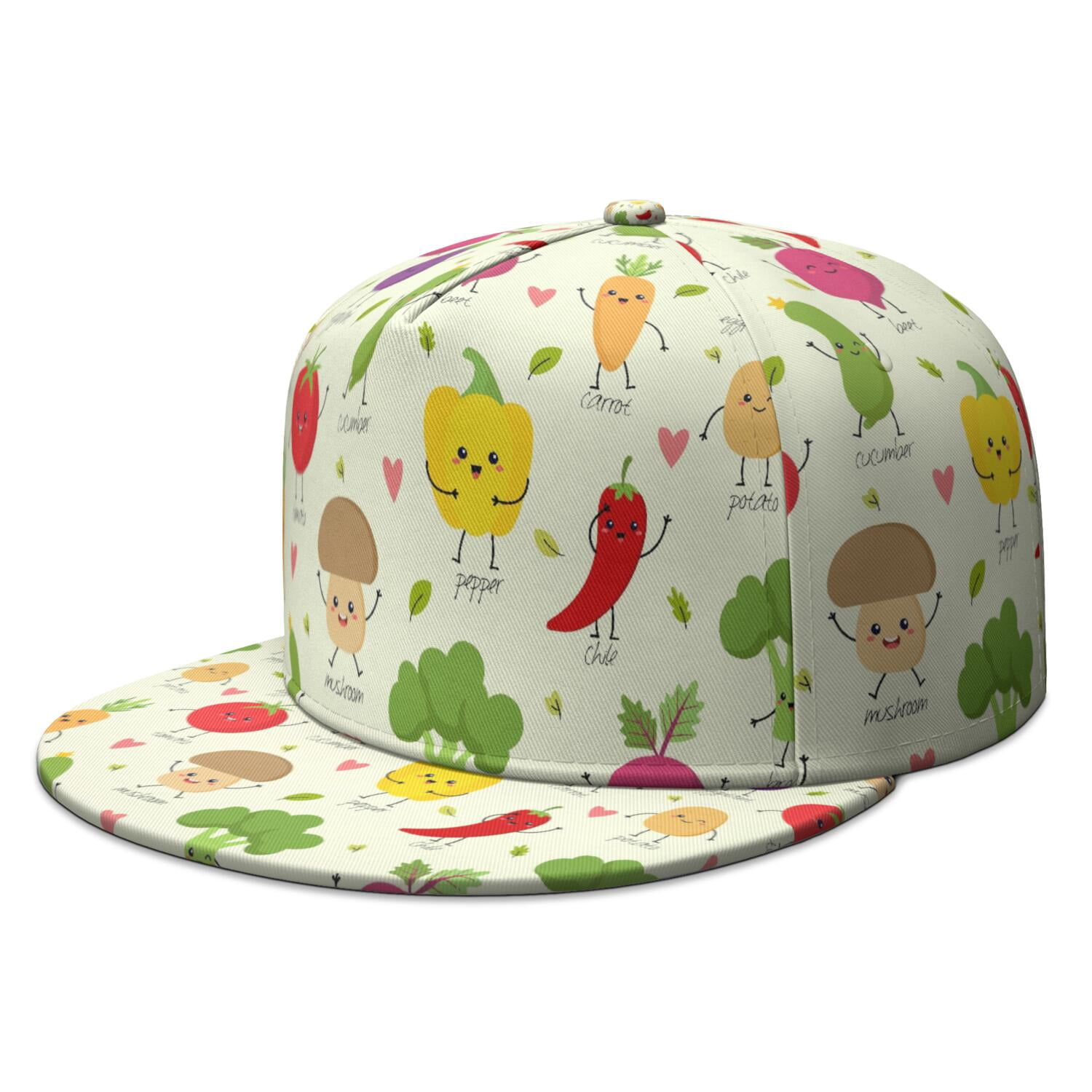 Colorful Vegetable Trucker Hat JBYJBX Fresh Fruits and Vegetables Print Outdoor Baseball  main image 2