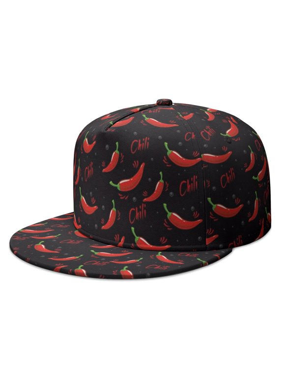 Chili Pepper Trucker Hat - Cartoon Spicy Vegetable Design Flat Brim Snapback, Fun Red Hot Aesthetic
