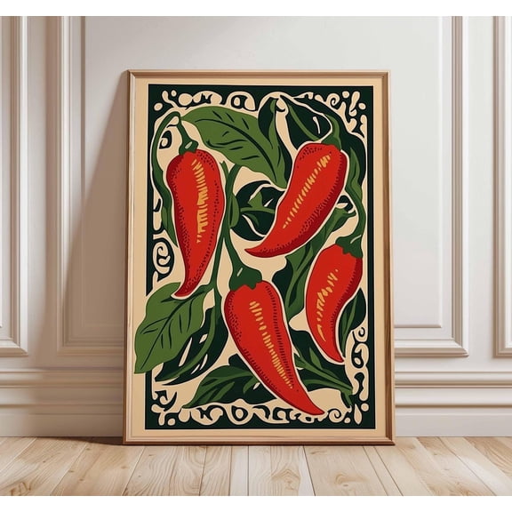 Chili Pepper Wall Art, Unframed Paper Poster 8x10in