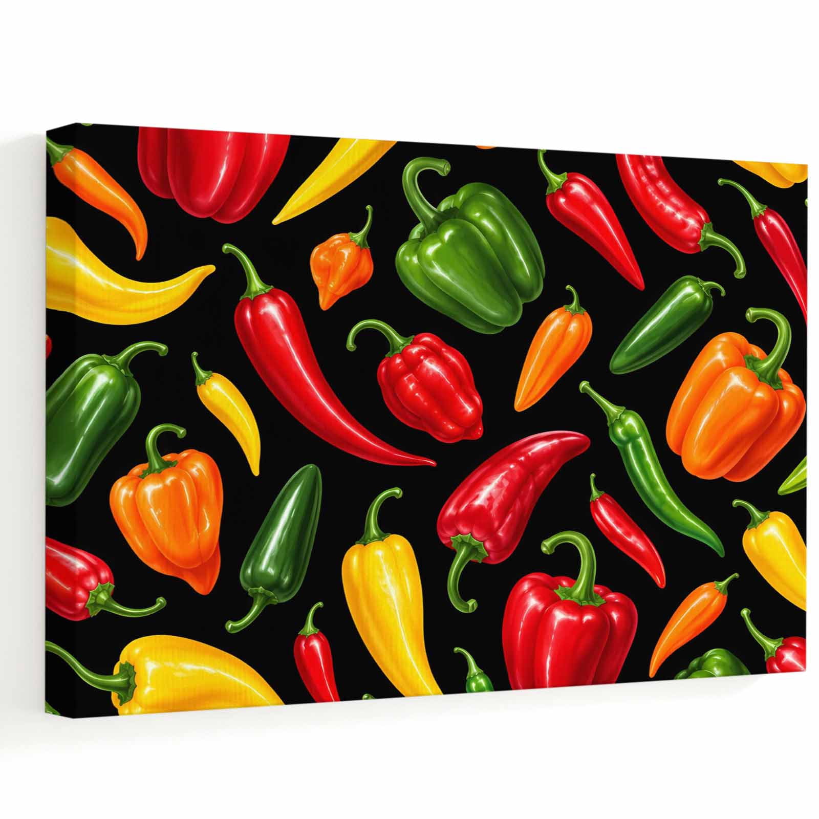 Artist Bell Chili Peppers Canvas Wall Art, Rustic Modern Food Bell Red Yellow Green ...