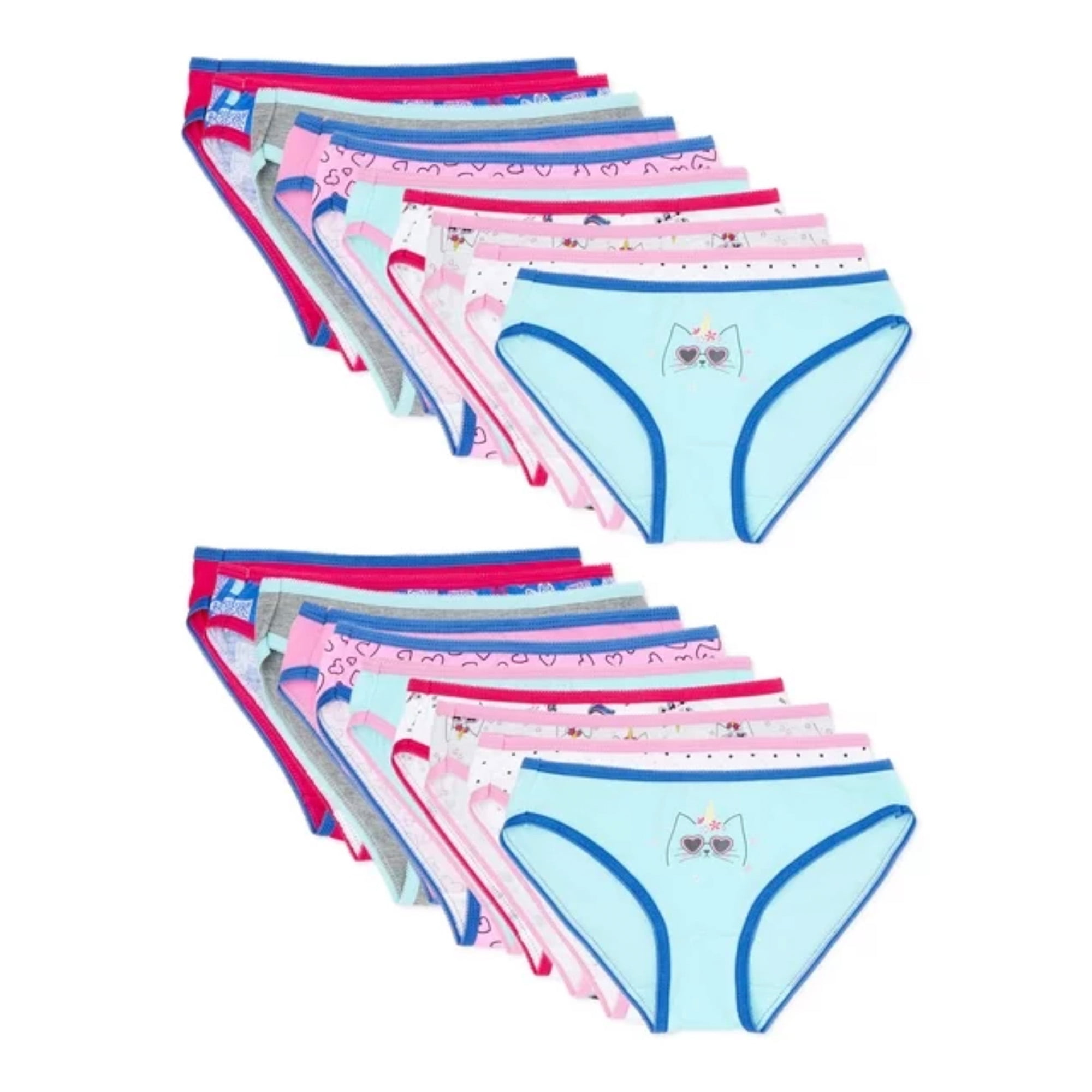 Chili Peppers Cat Bikini Underwear for Girls Cute Panties, 20-Pack, Sizes  4-14