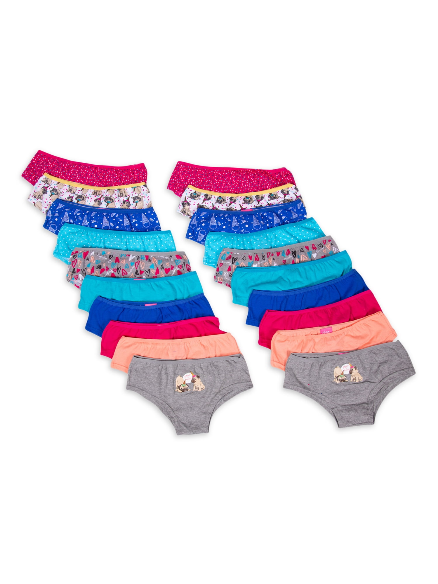 Chili Peppers Girls Bikini Underwear, 20-Pack, Sizes 4-14