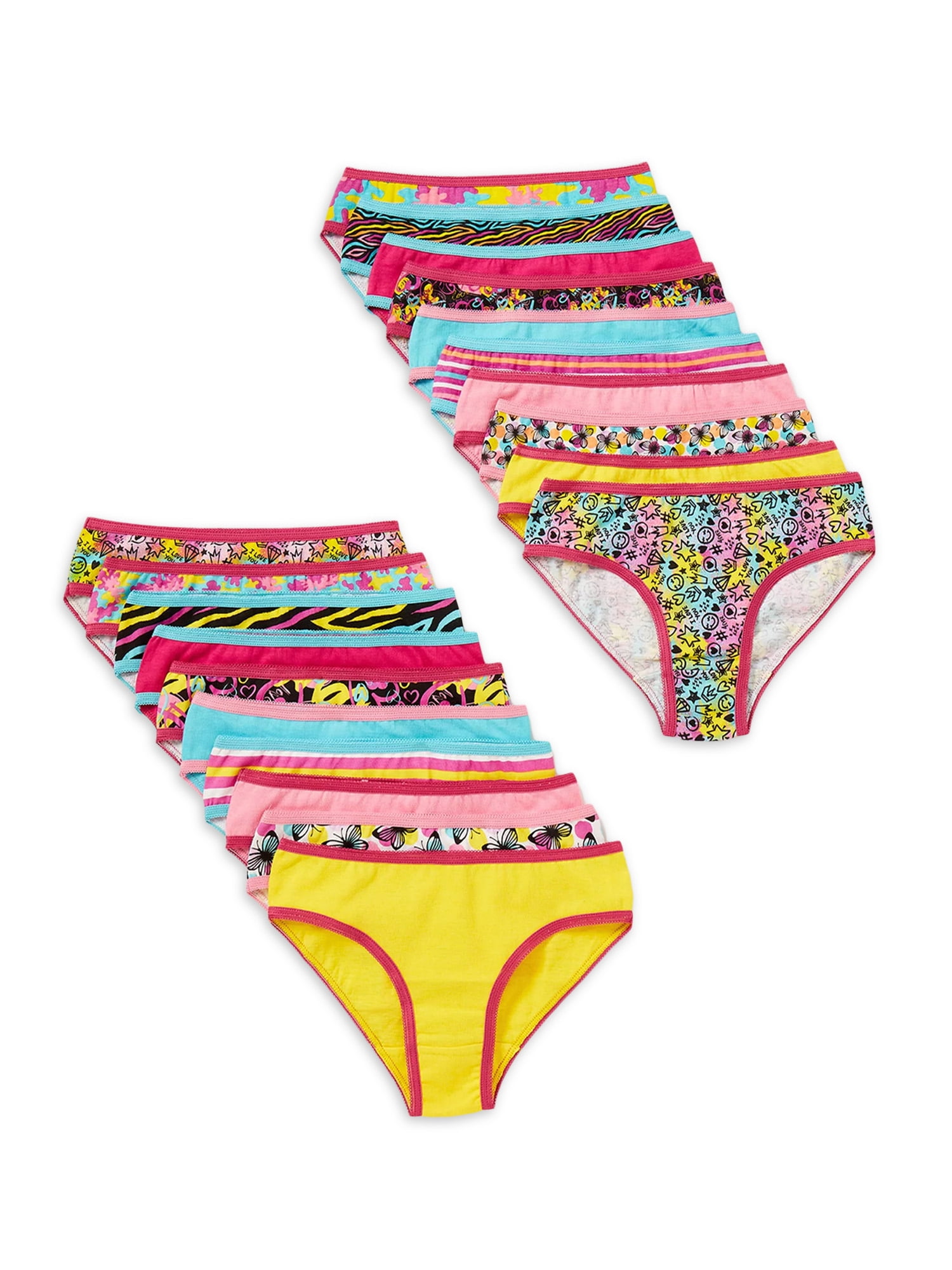 Chili Peppers Multicolor Bikini Underwear for Girls Cute Panties, 20-Pack,  Sizes 4-14 