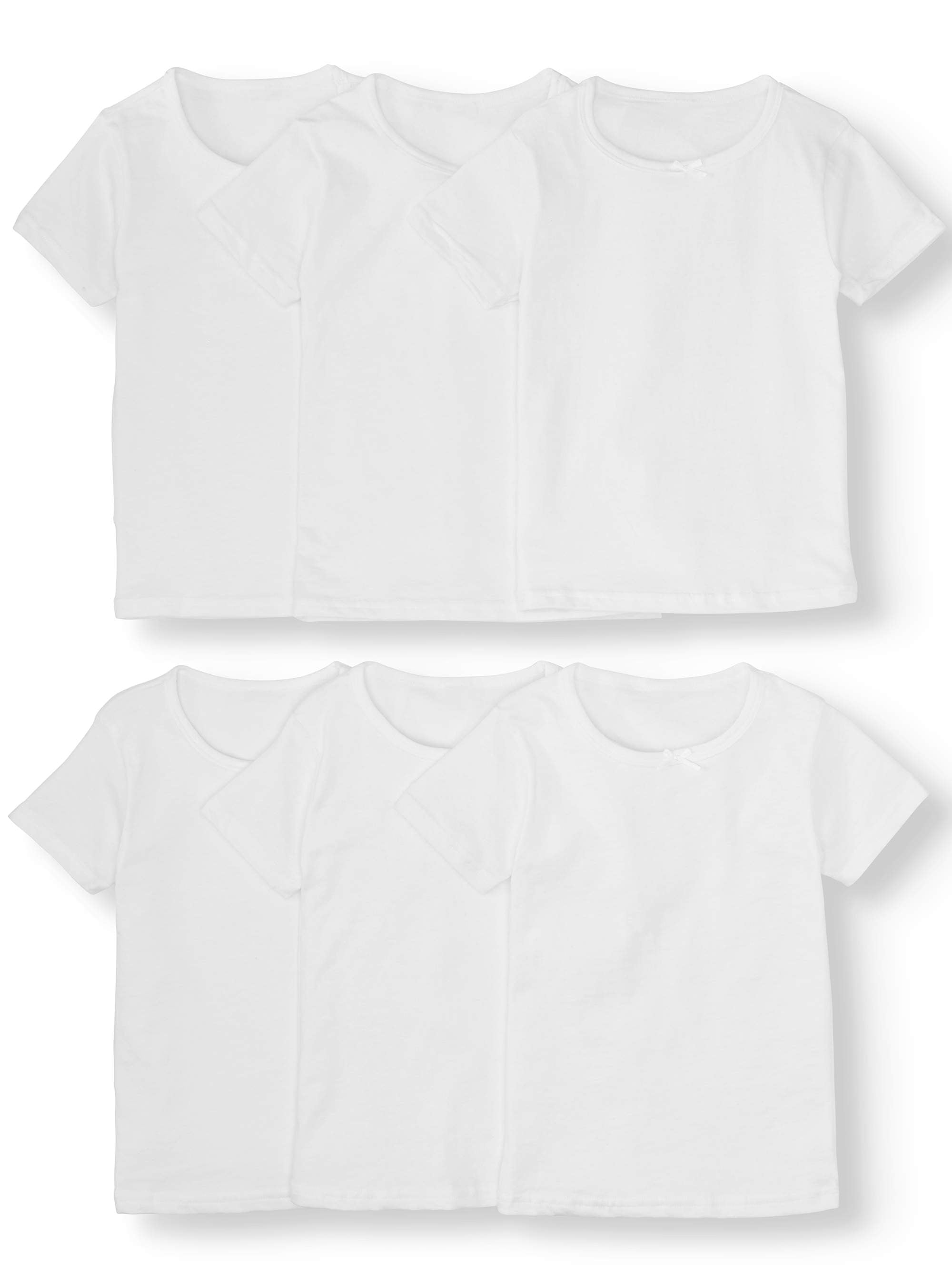 Chili Peppers Girls Tee Undershirts 6-Pack, Sizes S-xl, Girl's, Size: Medium (7-8), White