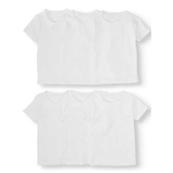 Chili Peppers Girls' Crewneck T-Shirts Comfortable Cotton Tees for Kids, 6-Pack