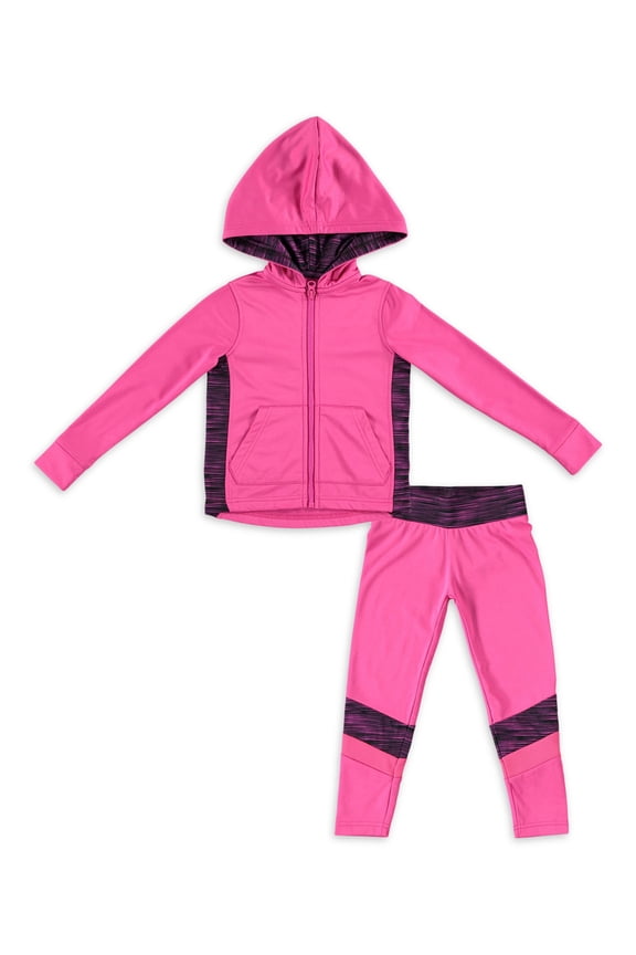 Toddler Girl 2-Piece Active Set Zip Up Hoodie and Colorblock Leggings, 2T-5T