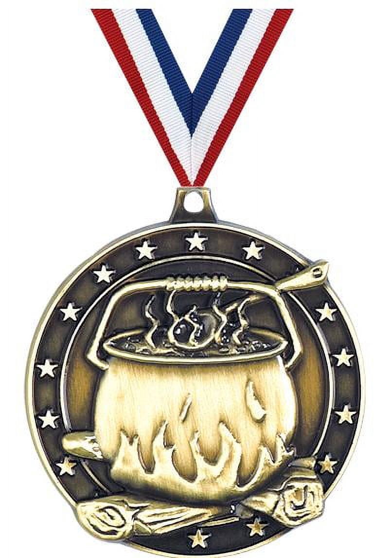 Chili Pot Medals, 2" Gold Diecast Chili Pot Medal Award 5 Pack