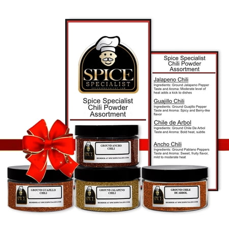 Chili Powder Assortment Gift Set - 4 Seasonings Included - Weight Varies by Spice