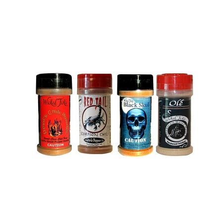 Chili Powder Gift Set Ghost Pepper Scorpion Habanero Hot Chili Spice 4 Pack Wicked Tickle
