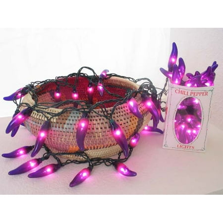 Chili pepper string lights - LED 50 lights - PLUM CRAZY PURPLE Style - ALL PURPLE - made in AMERICA - Free Ship